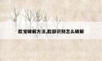 脸宝破解方法,脸部识别怎么破解