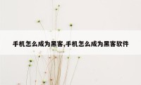 手机怎么成为黑客,手机怎么成为黑客软件