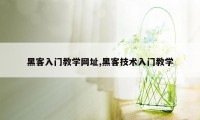 黑客入门教学网址,黑客技术入门教学