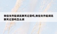 微信文件能调出聊天记录吗,微信文件能调出聊天记录吗怎么调