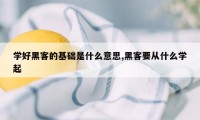 学好黑客的基础是什么意思,黑客要从什么学起