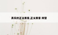 真实的正义黑客,正义黑客 网警