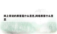 网上常说的黑客是什么意思,网络黑客什么意思