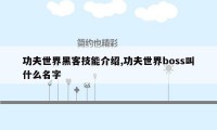 功夫世界黑客技能介绍,功夫世界boss叫什么名字