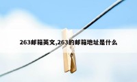 263邮箱英文,263的邮箱地址是什么