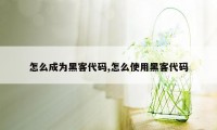 怎么成为黑客代码,怎么使用黑客代码