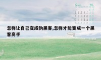 怎样让自己变成伪黑客,怎样才能变成一个黑客高手