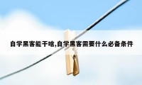 自学黑客能干啥,自学黑客需要什么必备条件