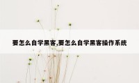 要怎么自学黑客,要怎么自学黑客操作系统