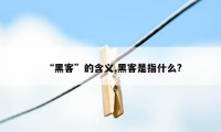 “黑客”的含义,黑客是指什么?