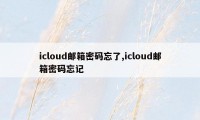 icloud邮箱密码忘了,icloud邮箱密码忘记