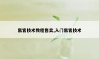 黑客技术教程售卖,入门黑客技术