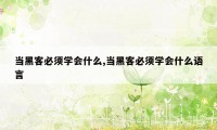 当黑客必须学会什么,当黑客必须学会什么语言