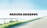 吴翰清谈黑客,吴翰清是黑客吗