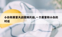 小白和黑客大战视频片段,一个黑客和小白的对话