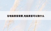 当电脑黑客需要,电脑黑客可以做什么