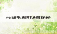 什么软件可以模拟黑客,模拟黑客的软件