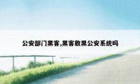 公安部门黑客,黑客敢黑公安系统吗