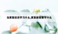 当黑客应该学习什么,黑客都需要学什么