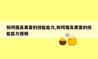 如何提高黑客的技能能力,如何提高黑客的技能能力视频