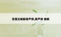 百度云破解葫芦侠,葫芦侠 破解