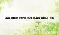 黑客攻防新手教学,新手学黑客攻防入门篇