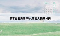 黑客查看局限网ip,黑客入侵局域网