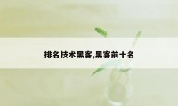 排名技术黑客,黑客前十名