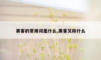 黑客的常用词是什么,黑客又称什么