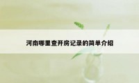 河南哪里查开房记录的简单介绍