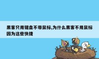 黑客只用键盘不带鼠标,为什么黑客不用鼠标因为这些快捷