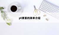 pt黑客的简单介绍