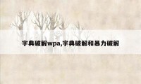 字典破解wpa,字典破解和暴力破解