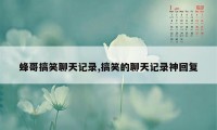 蜂哥搞笑聊天记录,搞笑的聊天记录神回复