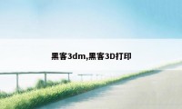 黑客3dm,黑客3D打印